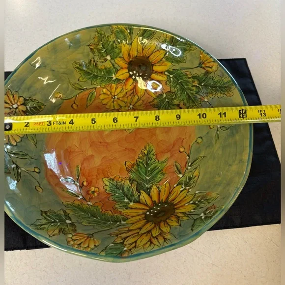 Floral Ceramic Bowl with Sunflower Design - Picture 5 of 5